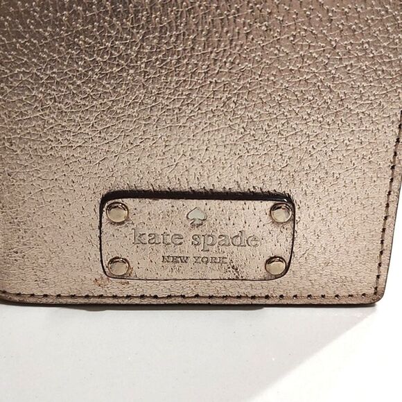 Kate Spade Metallic Rose Gold Leather Passport Holder Card Wallet - Picture 2 of 9